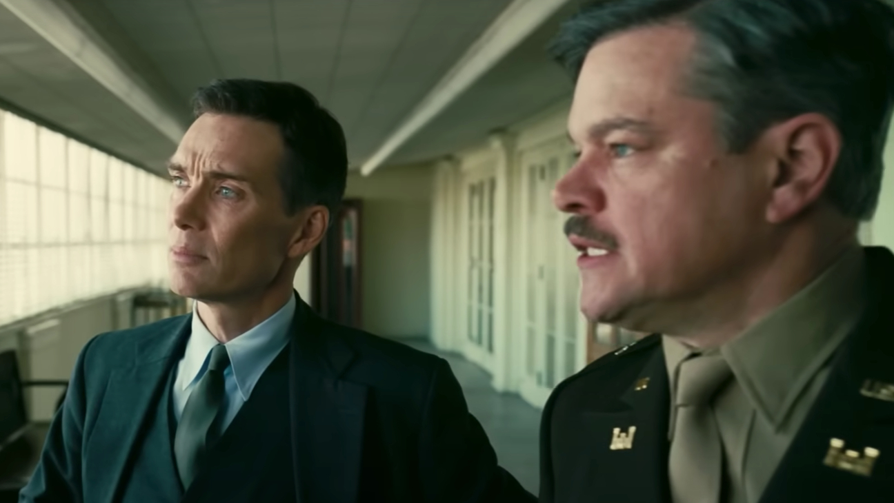Openhajmer Oppenheimer Cillian Murphy Matt Damon Kilijan Marfi Met Dejmon Emily Blunt Robert Downey Jr atomic bomb biography